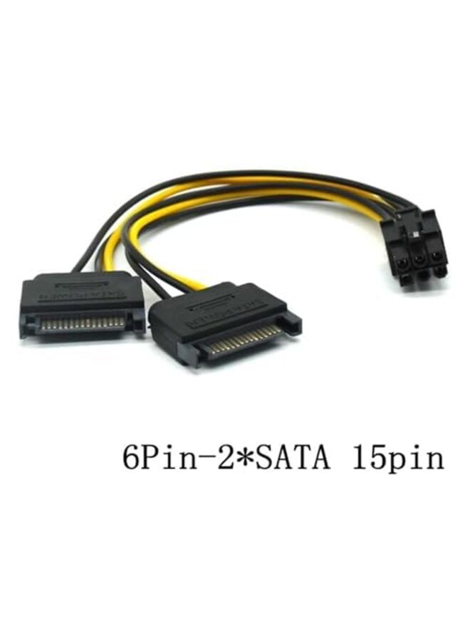 LAMAY 2PCS 6 Pin SATA Power Cable 15-Pin to 6-Pin PCI Express Card Power Cable Adapter 8 Inch - Image 2